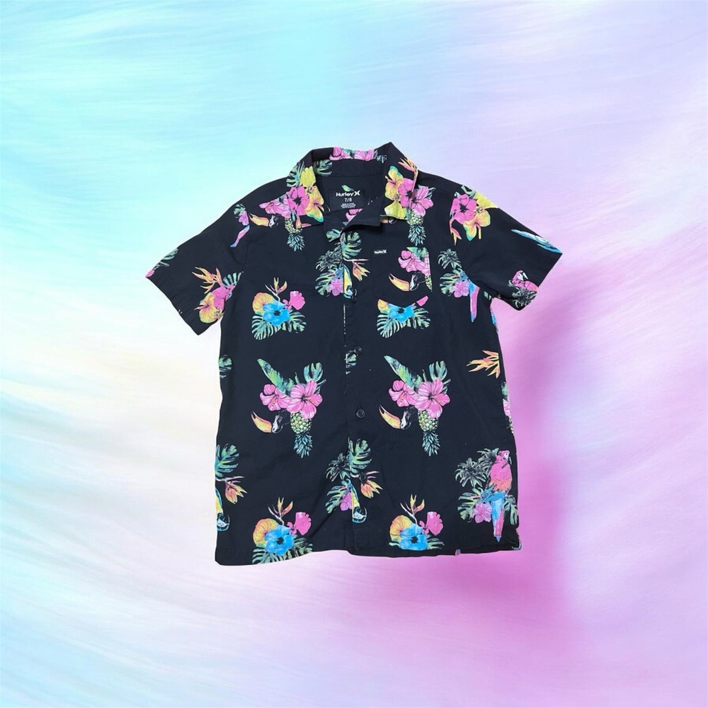 Hurley Black Floral Hawaiian Shirt